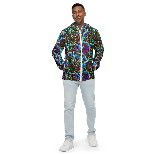 Blue Flame Jungle on a Men's Windbreaker