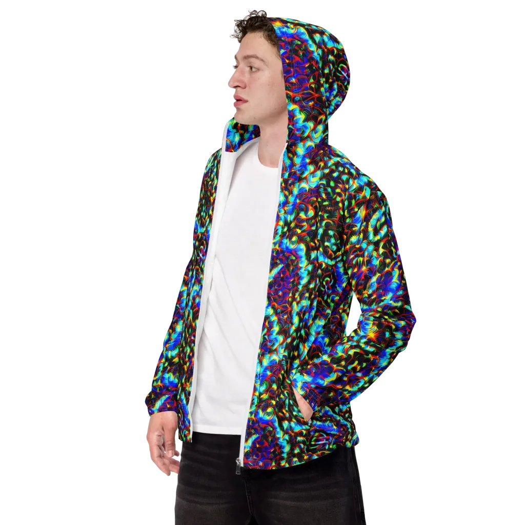 Blue Flame Jungle on Men's Windbreaker — Left Front