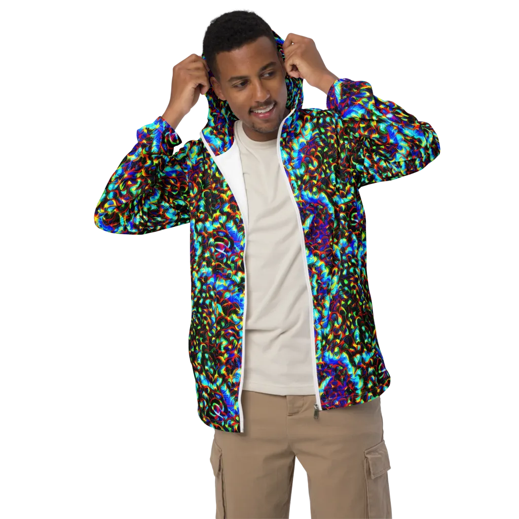 Blue Flame Jungle on Men's Windbreaker — Front