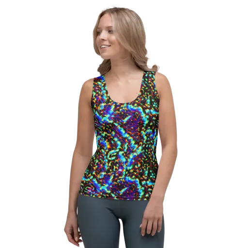 Blue Flame Jungle on a Women's Tank Top