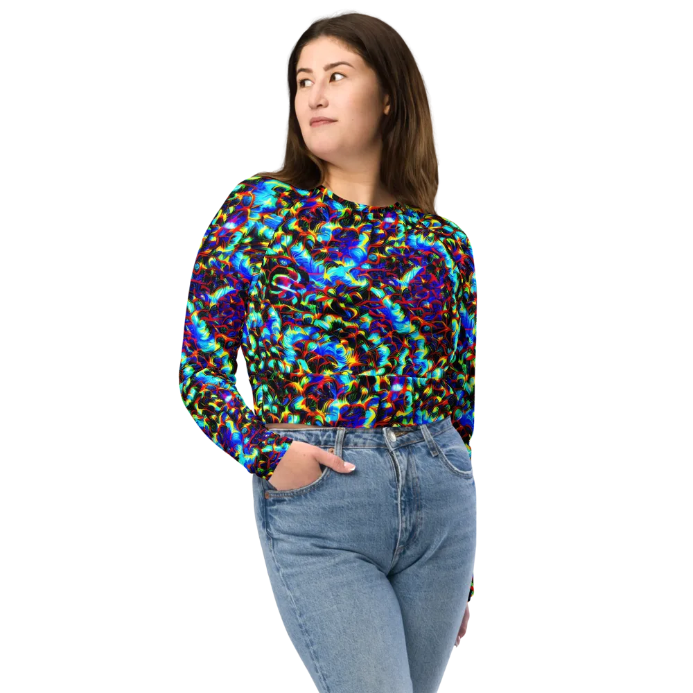 Blue Flame Jungle on Long Sleeve Crop Top — Front