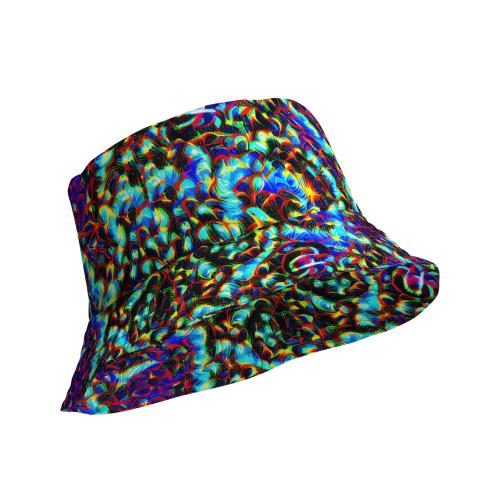 Blue Flame Jungle on Reversible Bucket Hat — Product details Outside