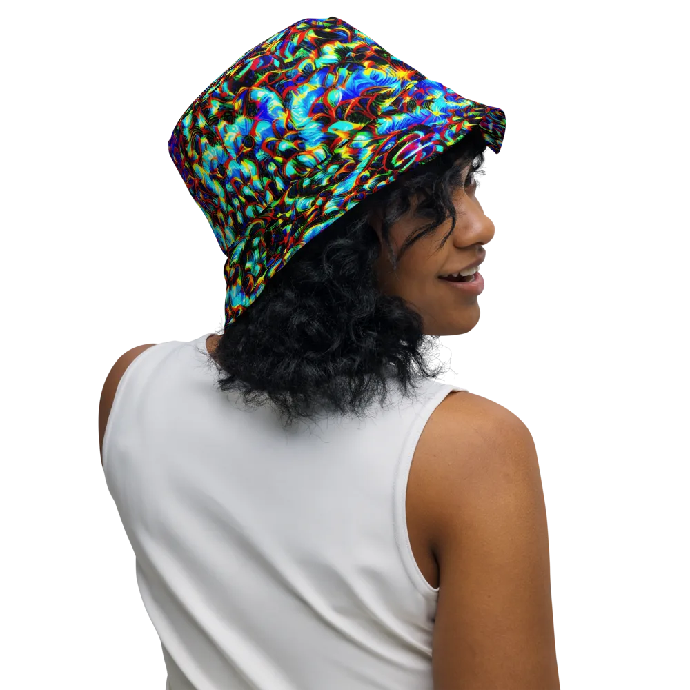 Blue Flame Jungle on Reversible Bucket Hat — Right Outside