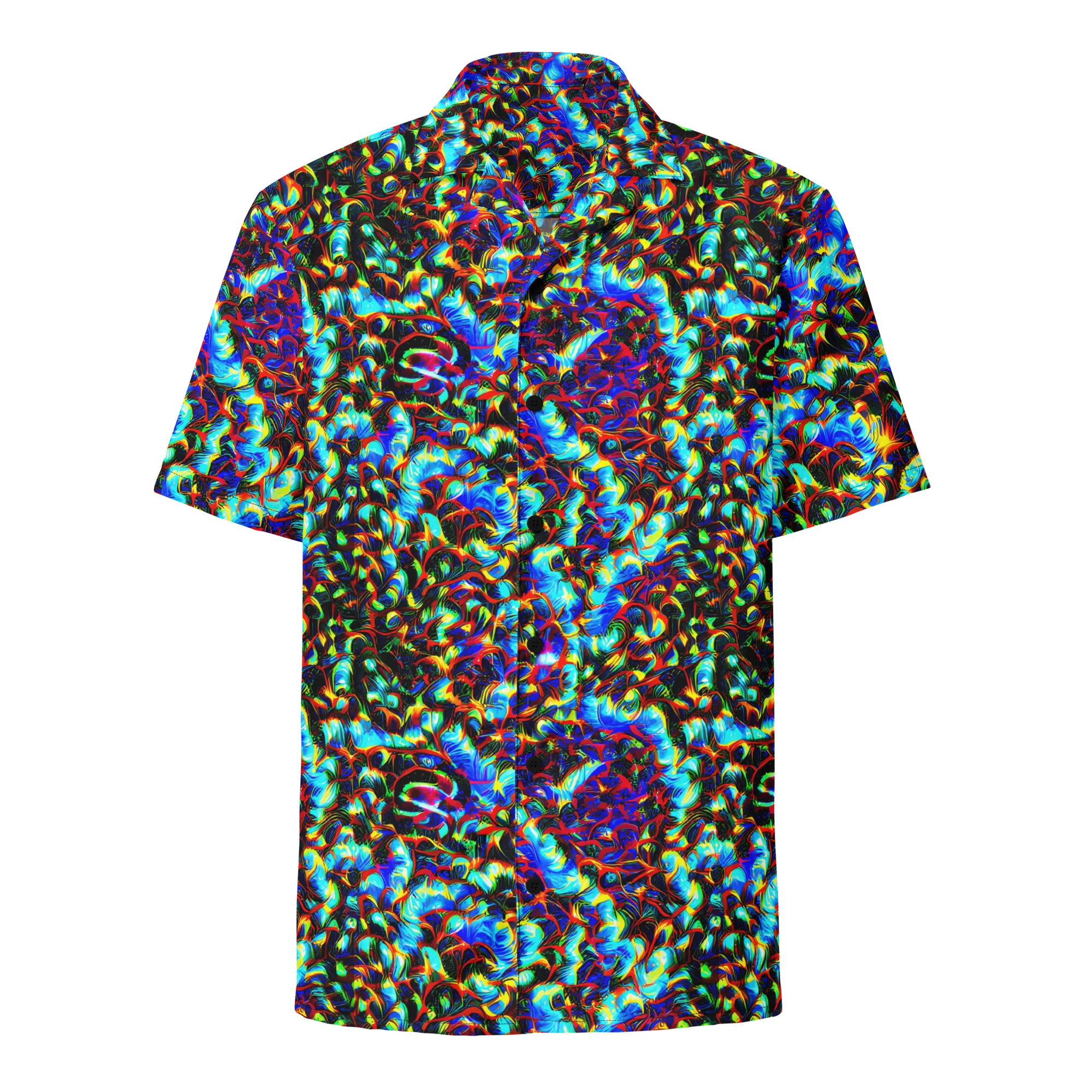 Blue Flame Jungle on Button Shirt — Front