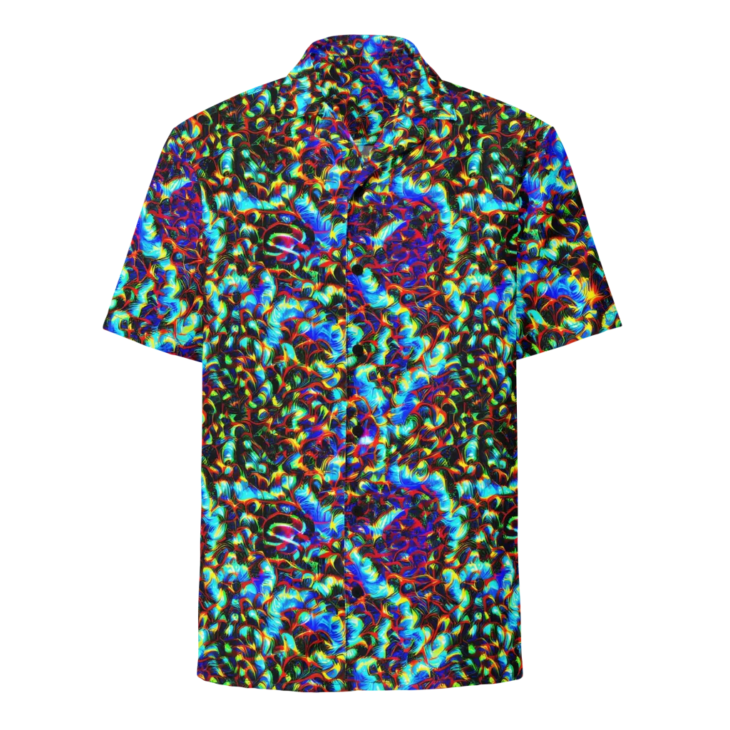 Blue Flame Jungle on Button Shirt — Front