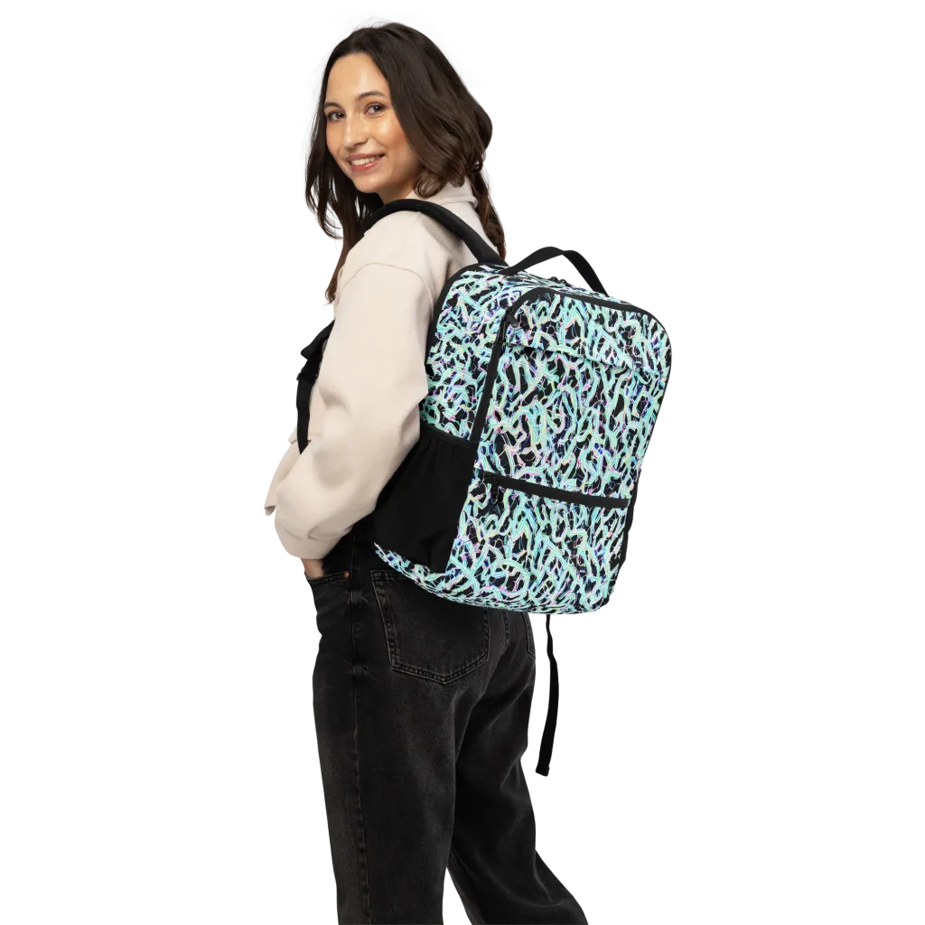 Quantum Weave on Utility Backpack — Back