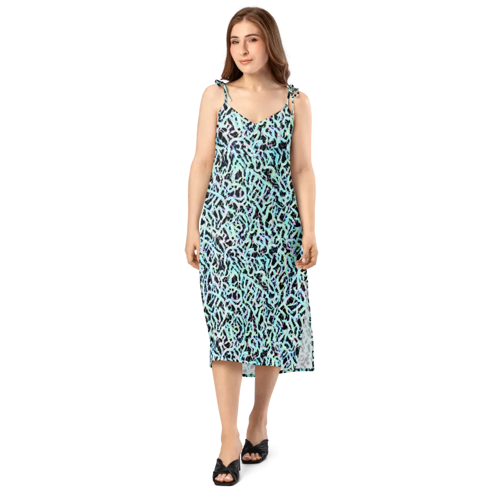 Quantum Weave on Slip Dress — Front