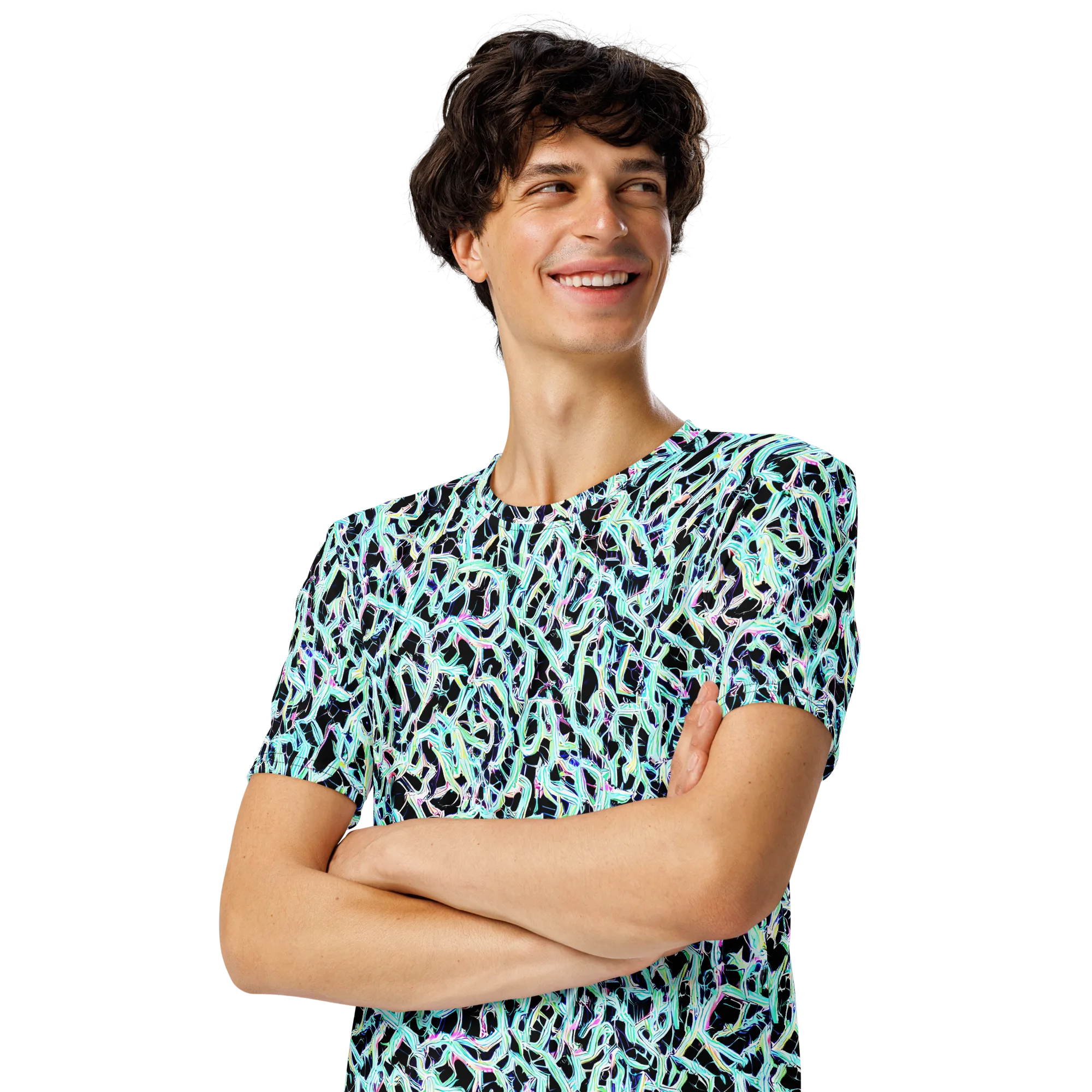 Quantum Weave on Men's Crew Neck T-Shirt — Left Front