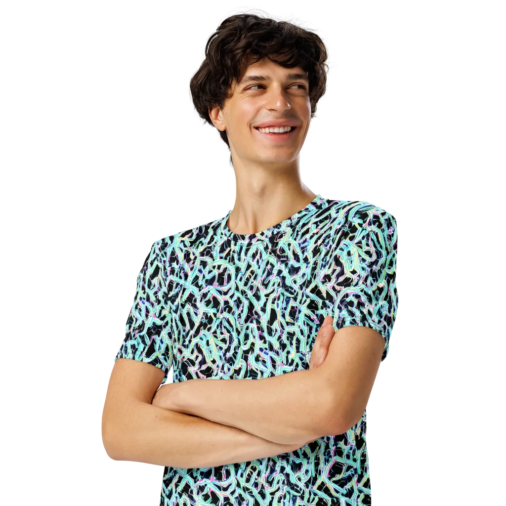 Quantum Weave on Men's Crew Neck T-Shirt — Left Front