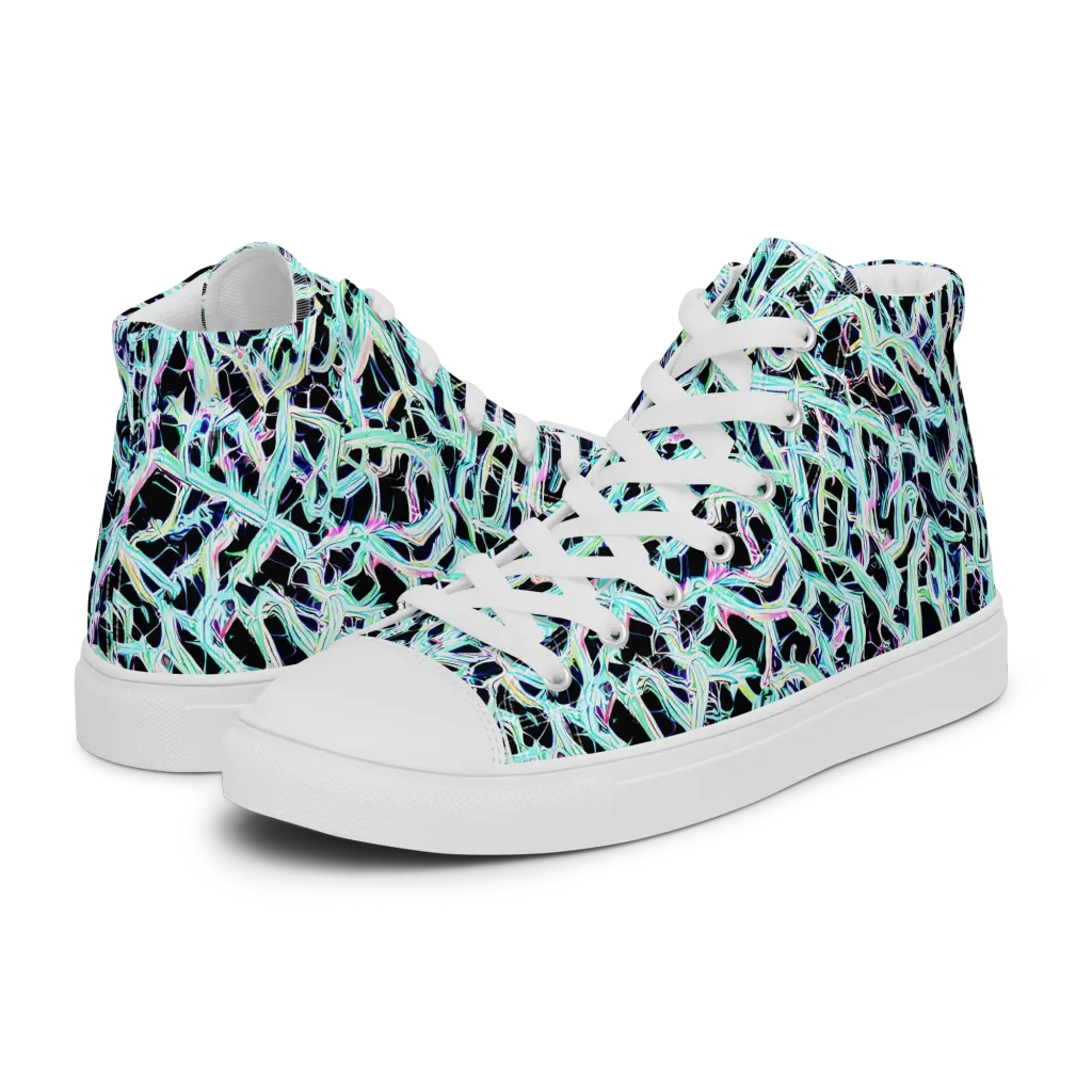 Quantum Weave on Men's High Top Canvas Shoes — Left