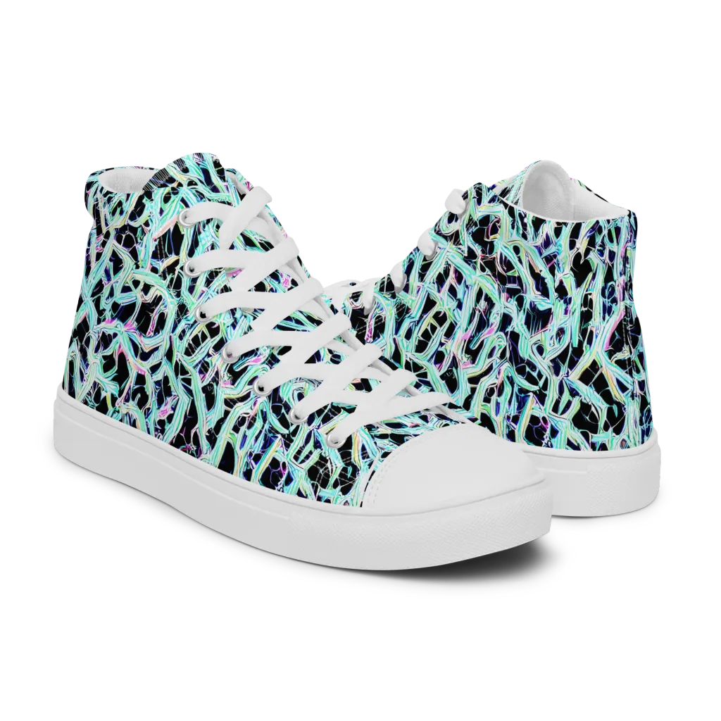 Quantum Weave on Men's High Top Canvas Shoes — Right