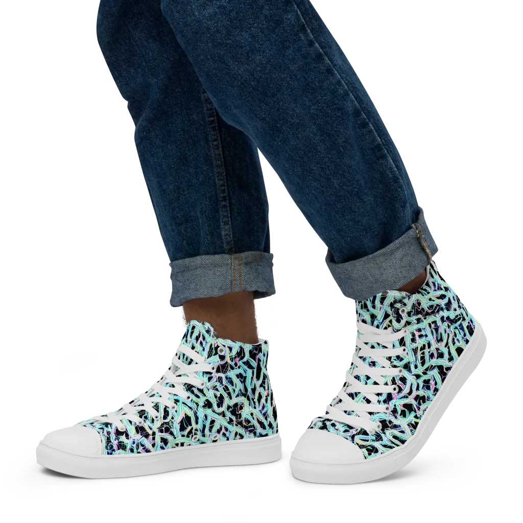 Quantum Weave on Men's High Top Canvas Shoes — Left