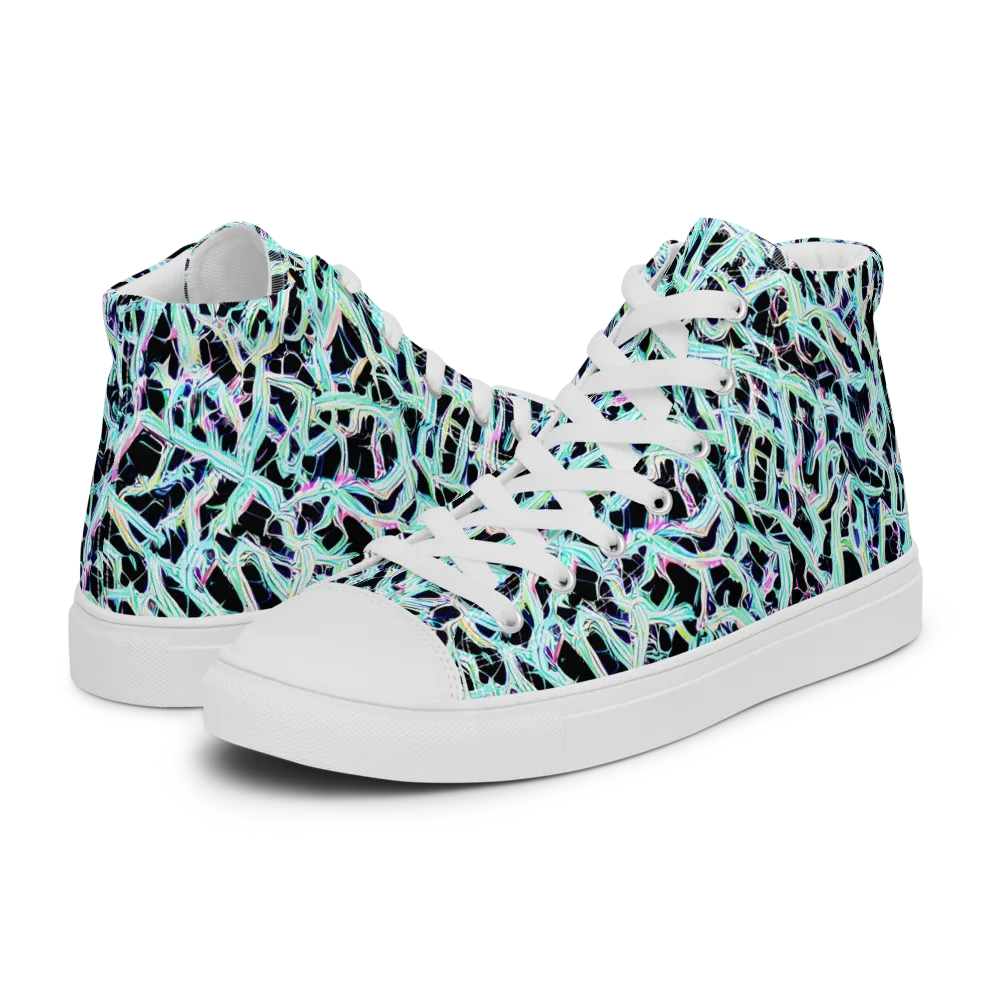 Quantum Weave on Women's High Top Canvas Shoes — Left