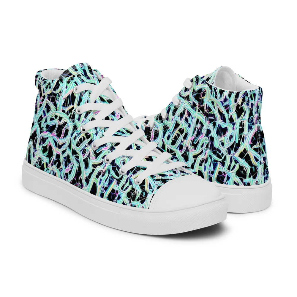 Quantum Weave on Women's High Top Canvas Shoes — Right