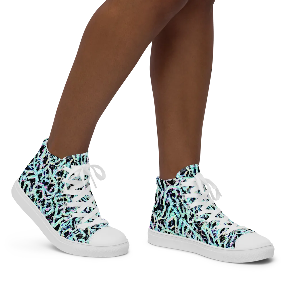 Quantum Weave on Women's High Top Canvas Shoes — Right
