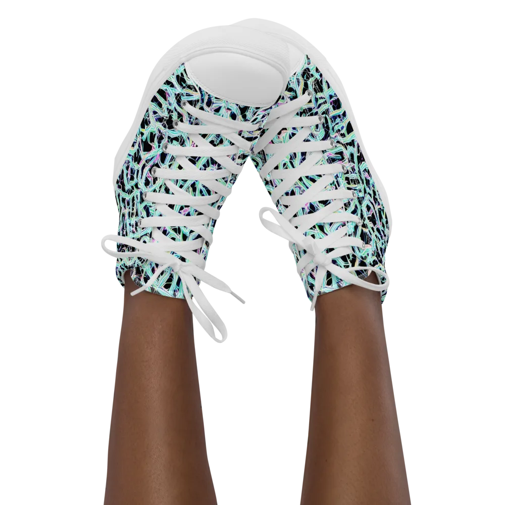 Quantum Weave on Women's High Top Canvas Shoes — Front