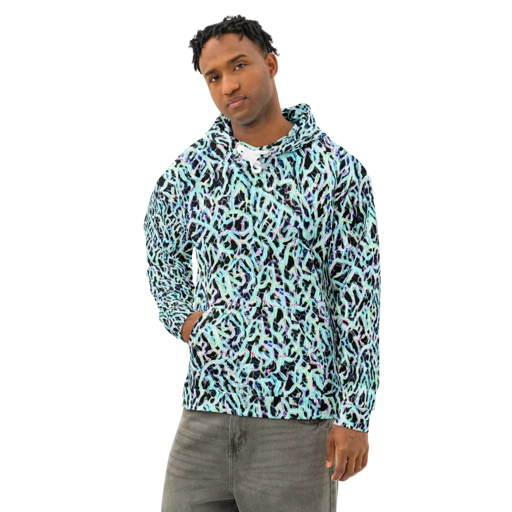 Quantum Weave on Cotton Hoodie — Left Front