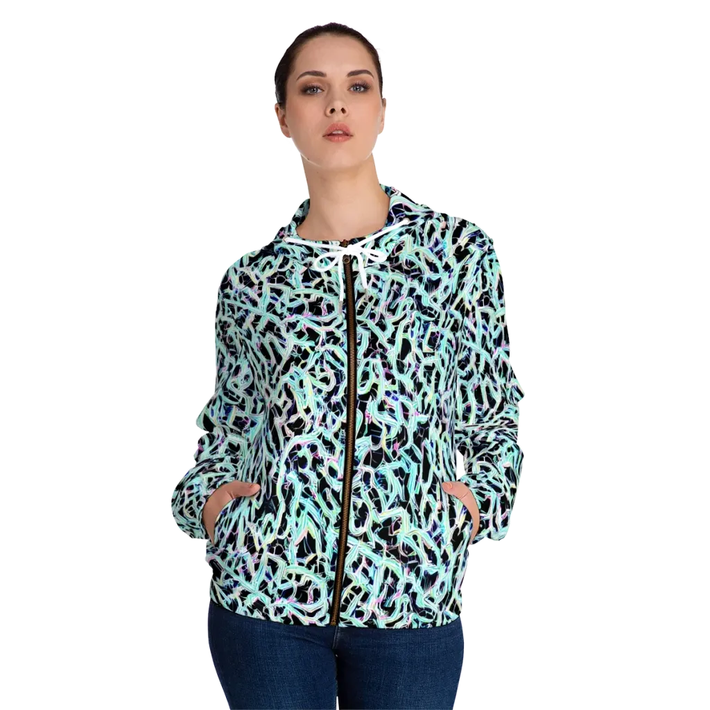 Quantum Weave on Women's Full-Zip Hoodie — Front On Person
