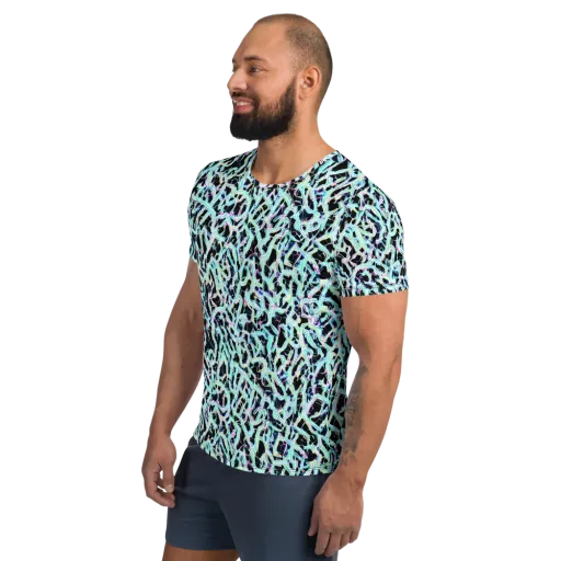 Quantum Weave on a Men's Athletic T-Shirt