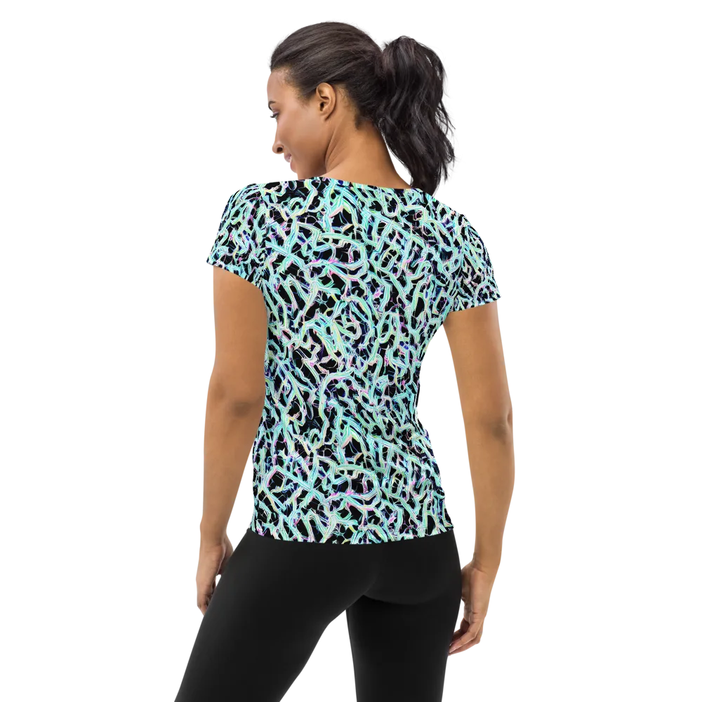 Quantum Weave on Women's Athletic T-Shirt — Back