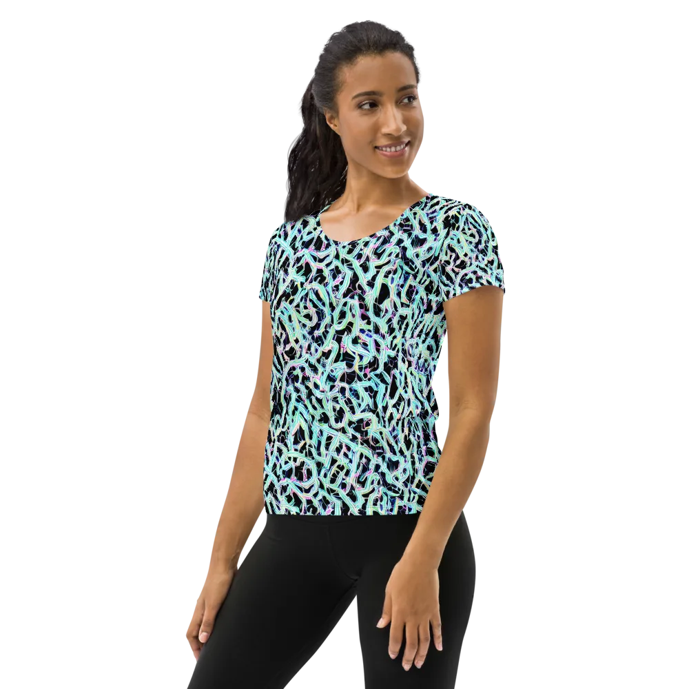 Quantum Weave on Women's Athletic T-Shirt — Left