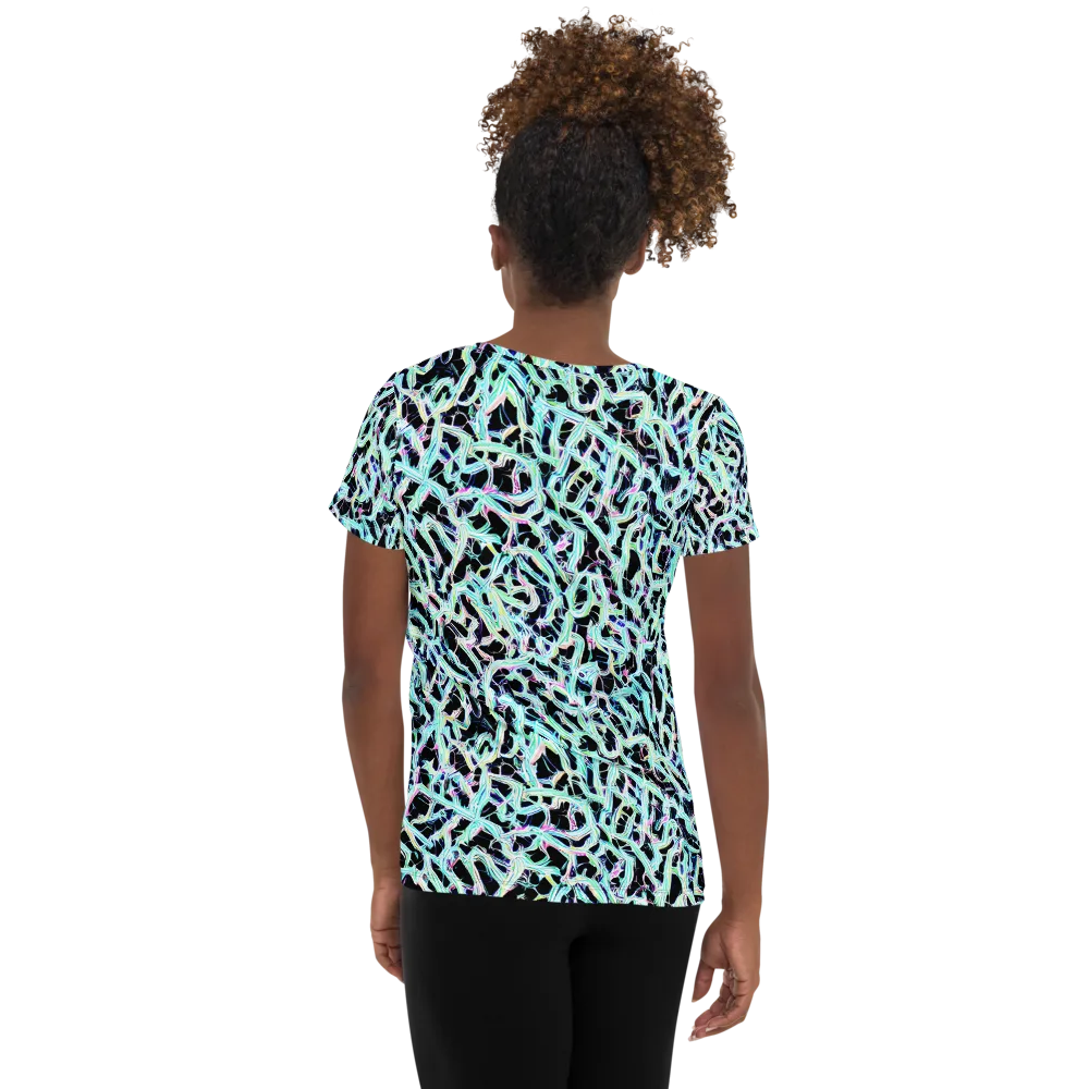 Quantum Weave on Women's Athletic T-Shirt — Back