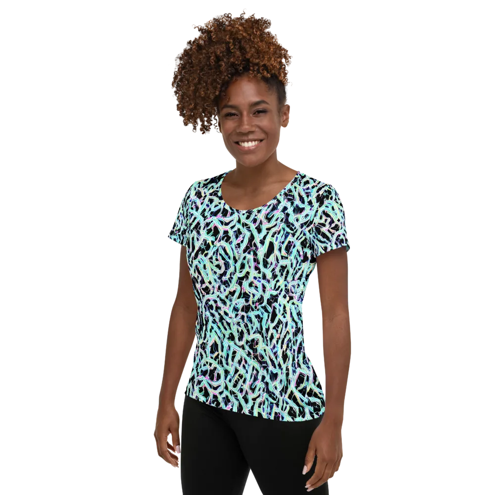 Quantum Weave on Women's Athletic T-Shirt — Left