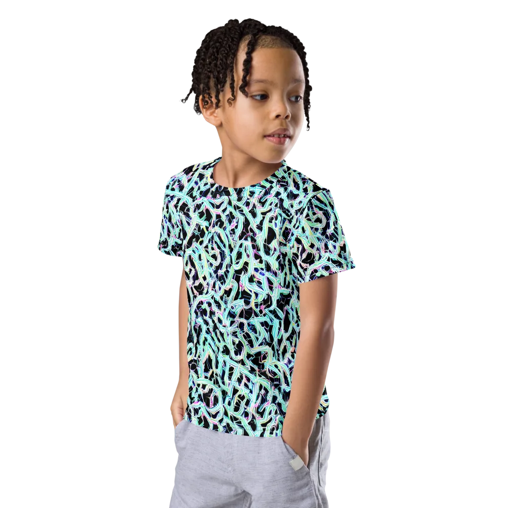 Quantum Weave on Kids Crew Neck T-Shirt — Left Front