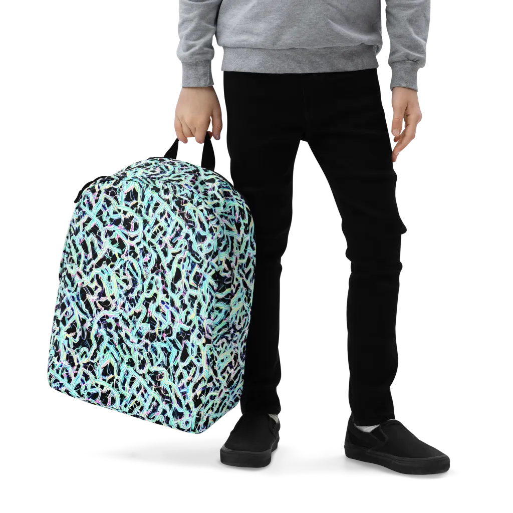 Quantum Weave on Minimalist Backpack — Zoomed-in
