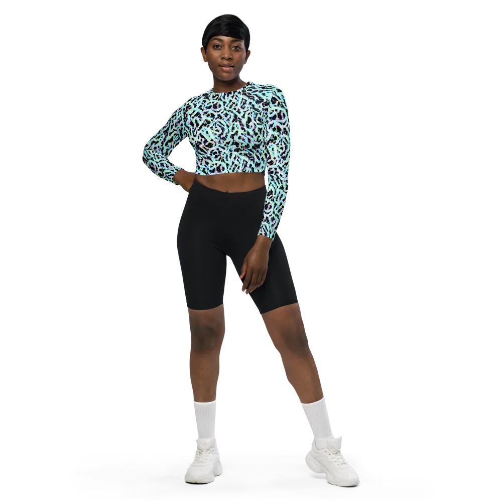 Quantum Weave on Long Sleeve Crop Top — Front