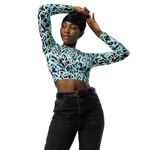 Quantum Weave on a Long Sleeve Crop Top