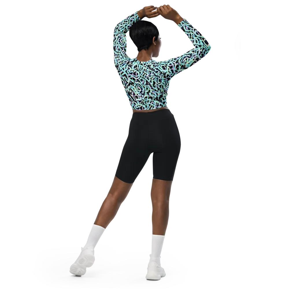 Quantum Weave on Long Sleeve Crop Top — Back