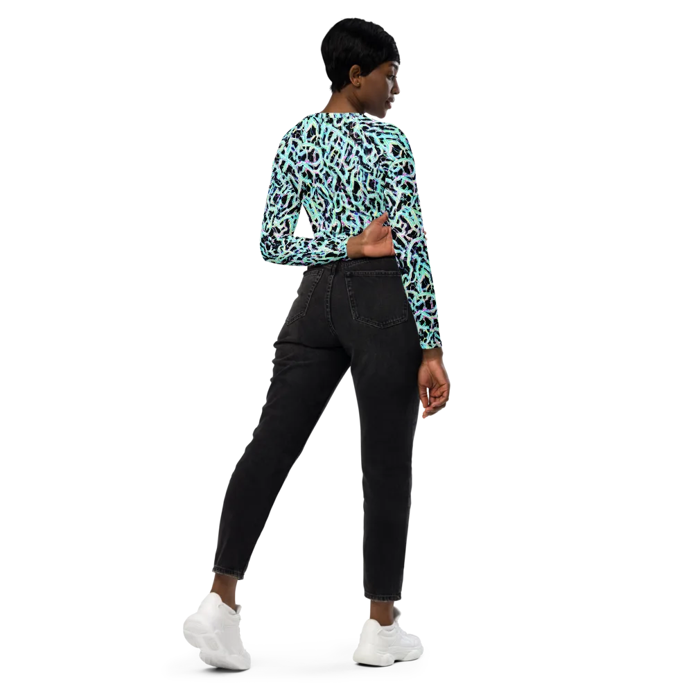Quantum Weave on Long Sleeve Crop Top — Right Back
