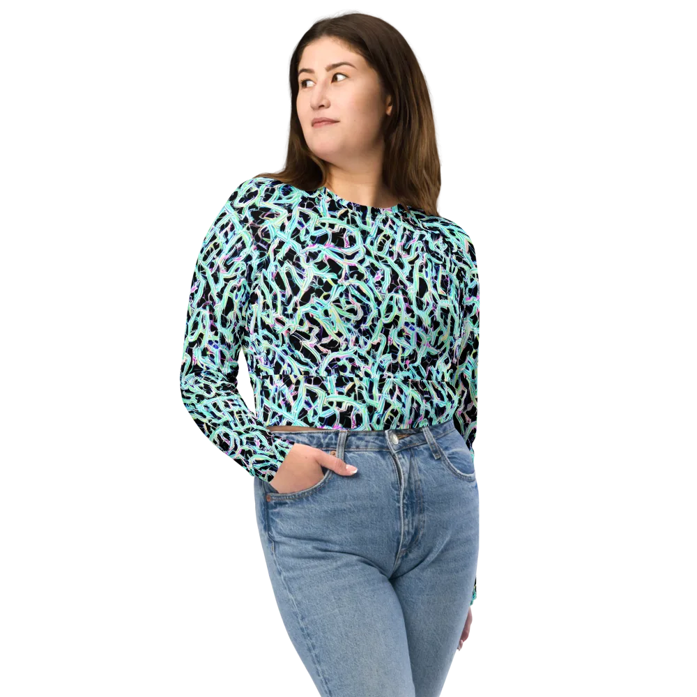 Quantum Weave on Long Sleeve Crop Top — Front