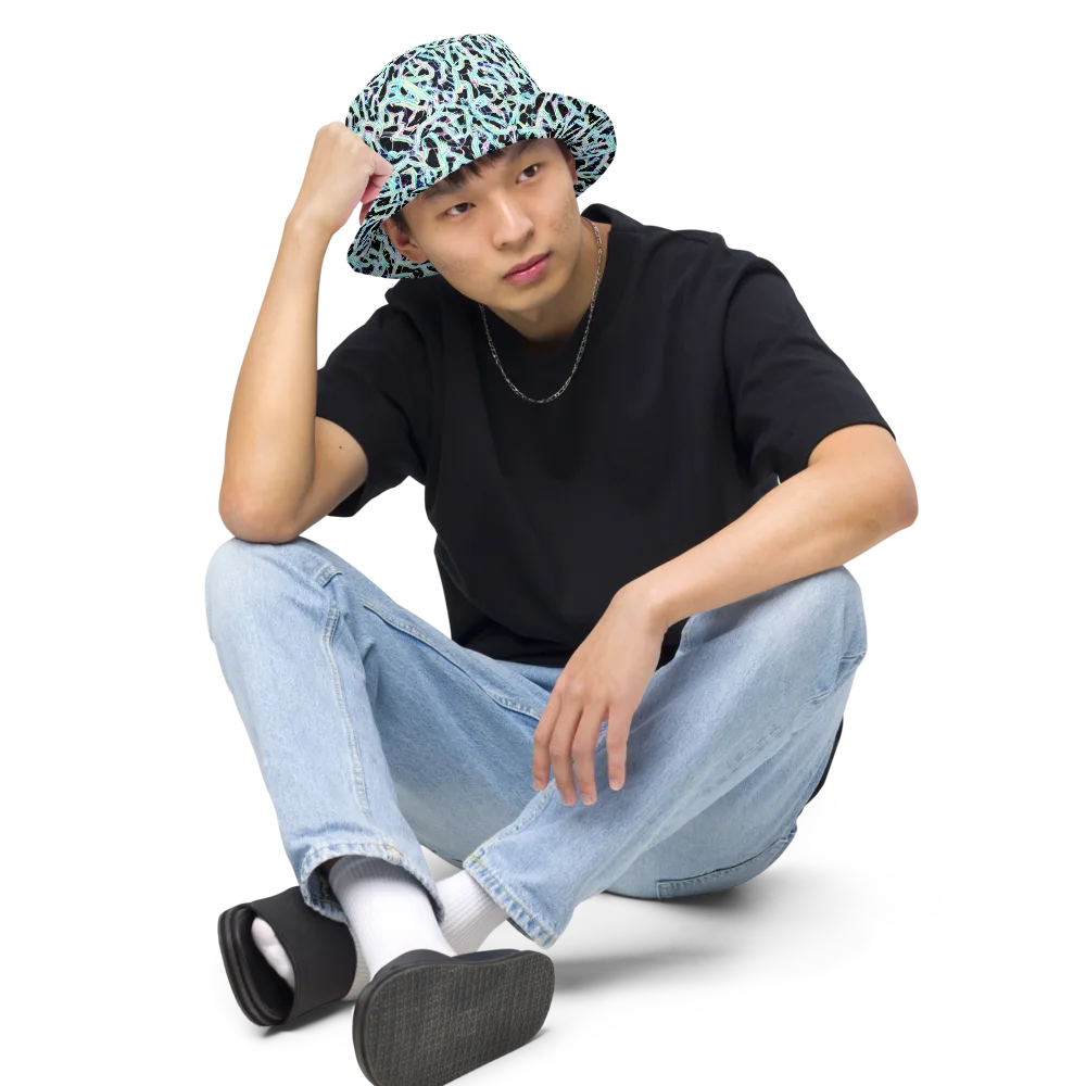 Quantum Weave on Reversible Bucket Hat — Front 2 Inside