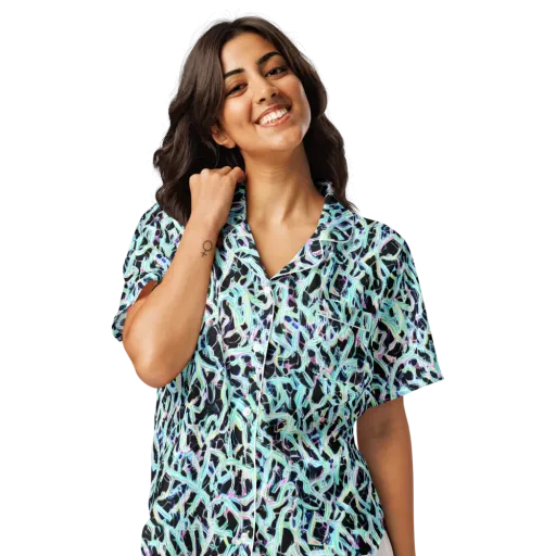 Quantum Weave on a Women's Short Sleeve Pajama Top