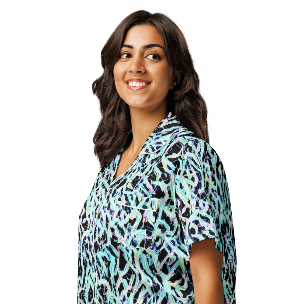 Quantum Weave on Women's Short Sleeve Pajama Top — Left Front
