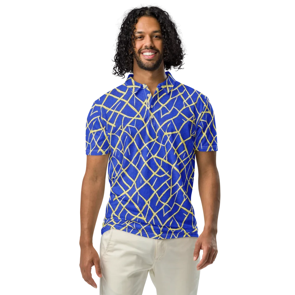 Cobalt Tangle on Men's Slim Fit Polo Shirt — Front