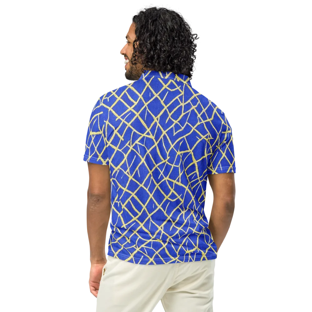Cobalt Tangle on Men's Slim Fit Polo Shirt — Back