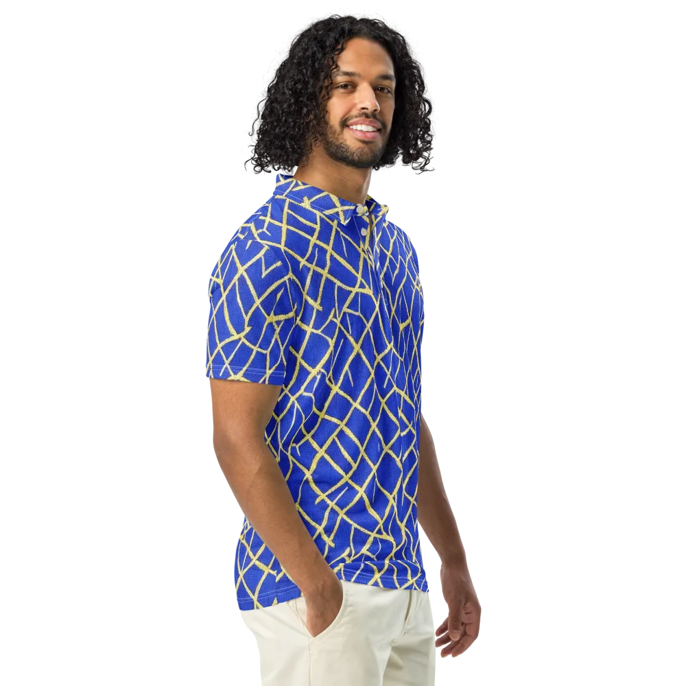 Cobalt Tangle on Men's Slim Fit Polo Shirt — Right Front