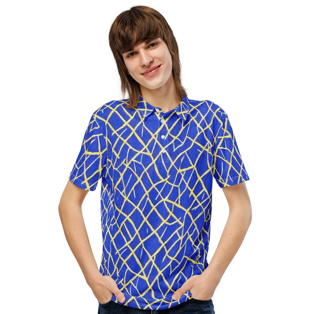 Cobalt Tangle on Men's Slim Fit Polo Shirt — Front
