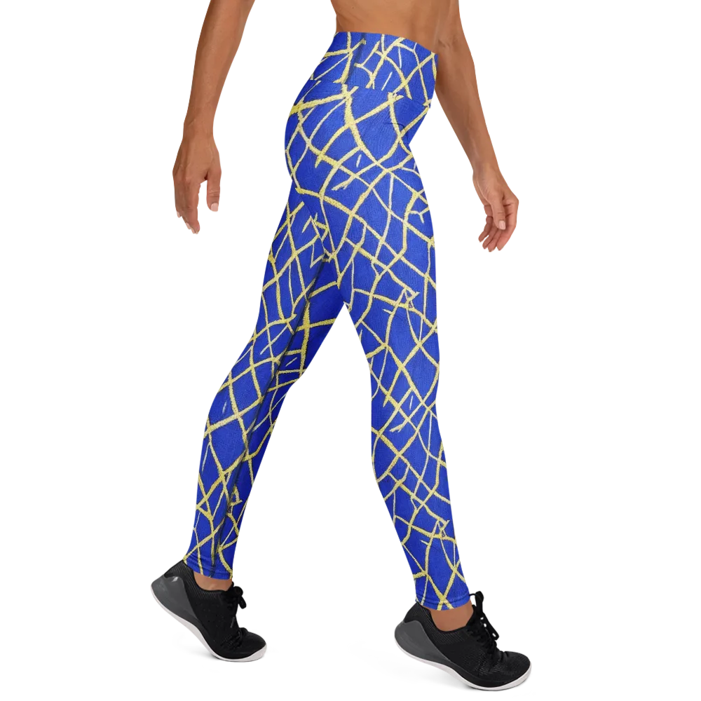 Cobalt Tangle on Yoga Leggings — Right
