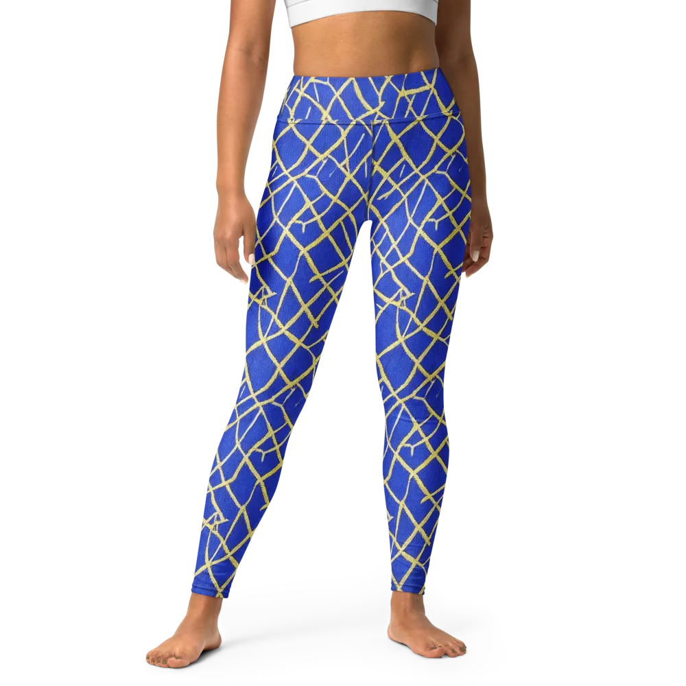 Cobalt Tangle on Yoga Leggings — Front