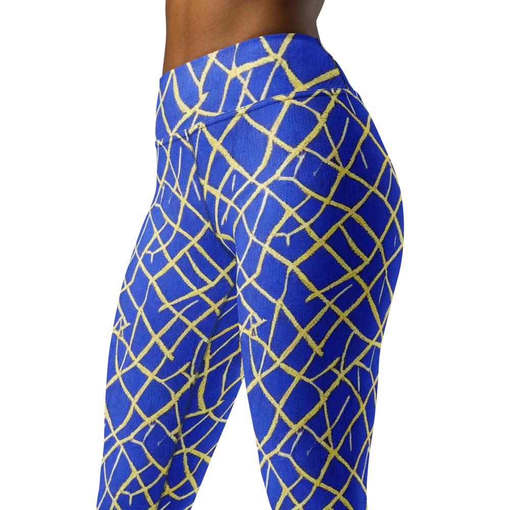 Cobalt Tangle on Yoga Leggings — Left Front