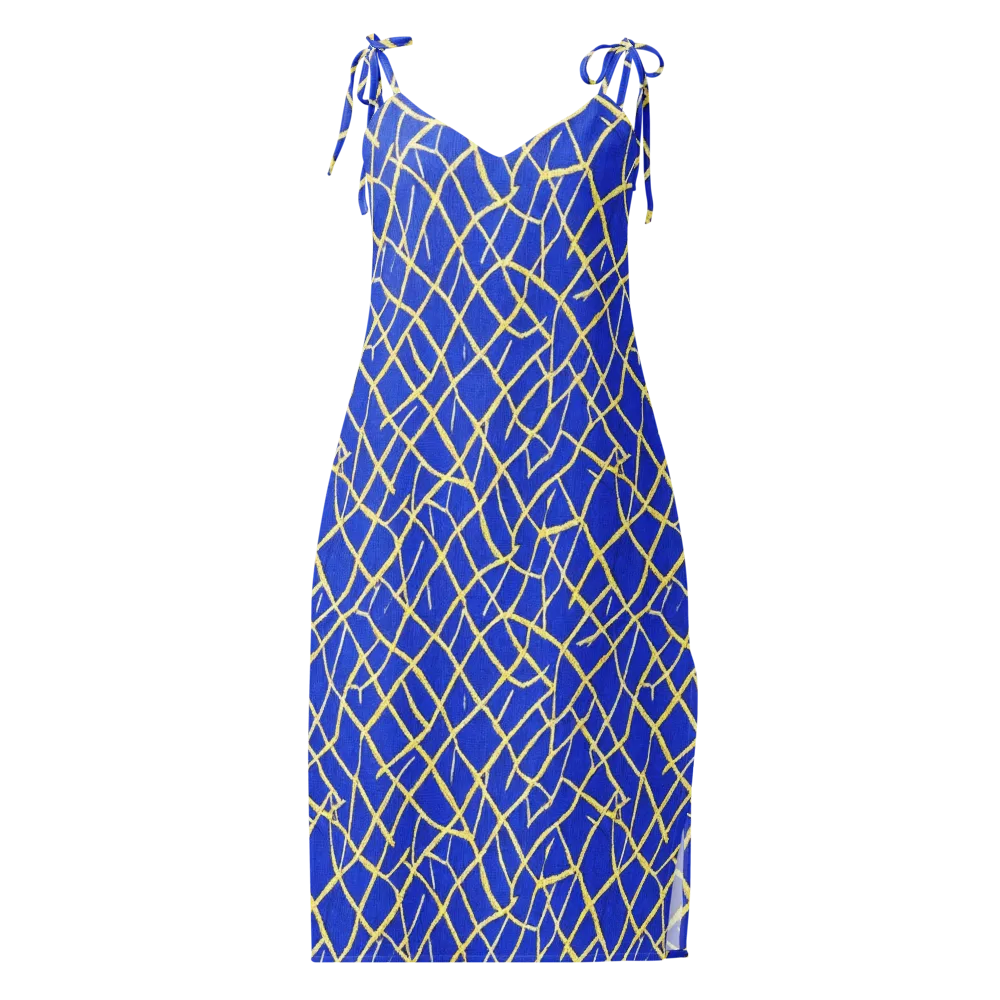 Cobalt Tangle on Slip Dress — Front