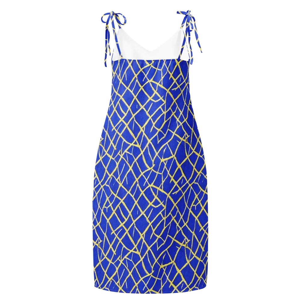 Cobalt Tangle on Slip Dress — Back