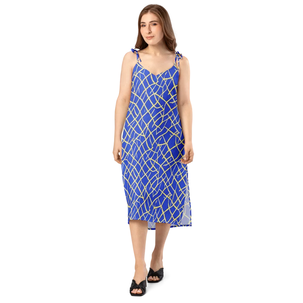 Cobalt Tangle on Slip Dress — Front