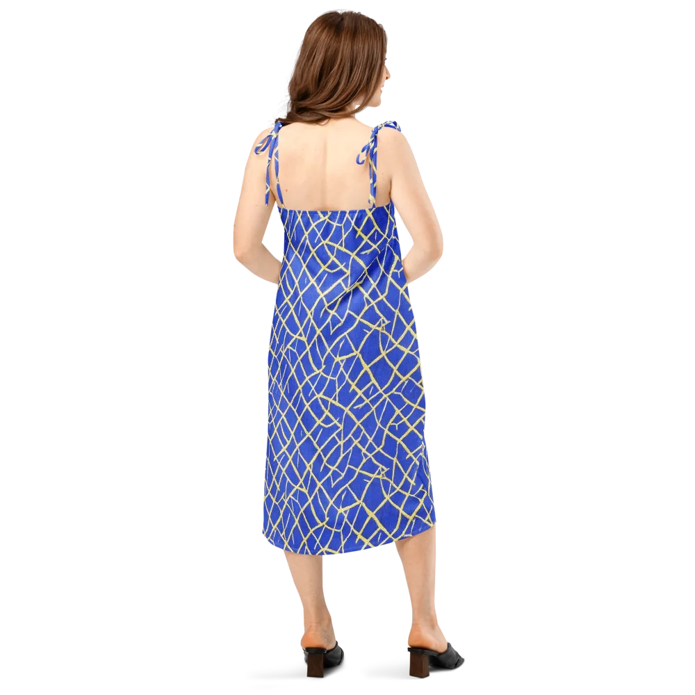 Cobalt Tangle on Slip Dress — Back