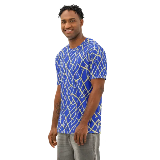 Cobalt Tangle on a Men's Cotton Crew Neck T-Shirt