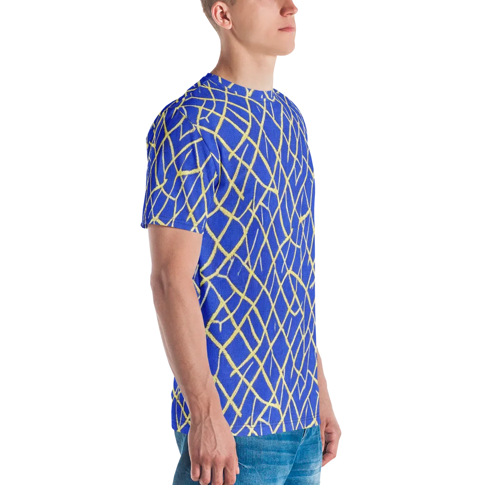 Cobalt Tangle on Men's Crew Neck T-Shirt — Right